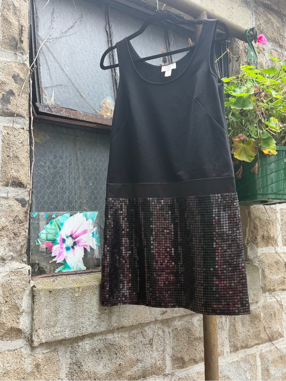 Ann Taylor LOFT 6P Black Sequin Drop Waist Dress Cocktail Holiday Party - Picture 4 of 7